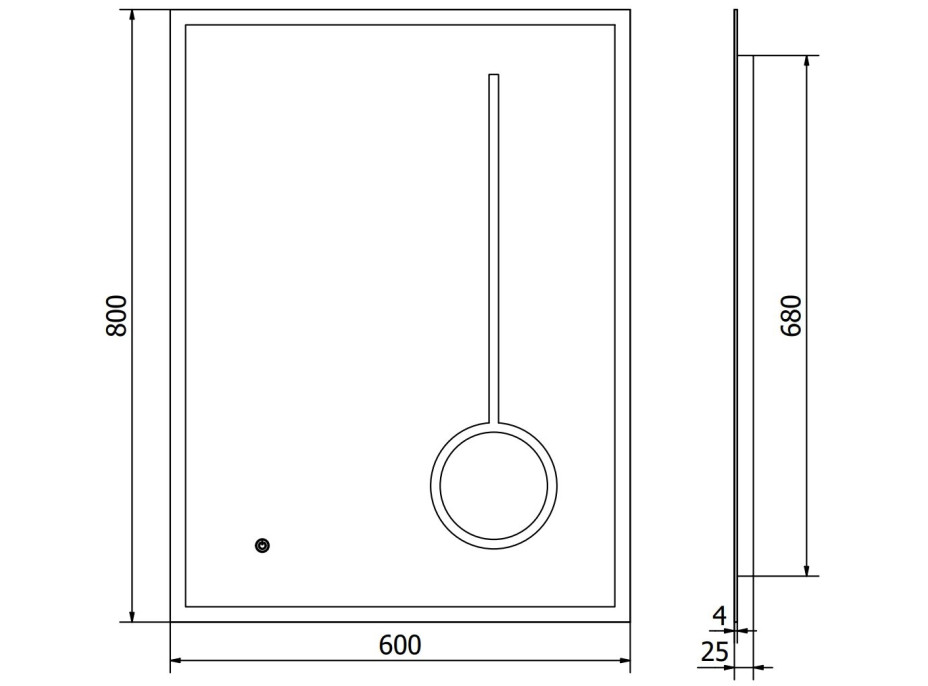 Obdĺžnikové zrkadlo MEXEN KALA 60x80 cm - s LED podsvietením, zväčšovacou lupou a vyhrievaním, 9820-060-080-611-00