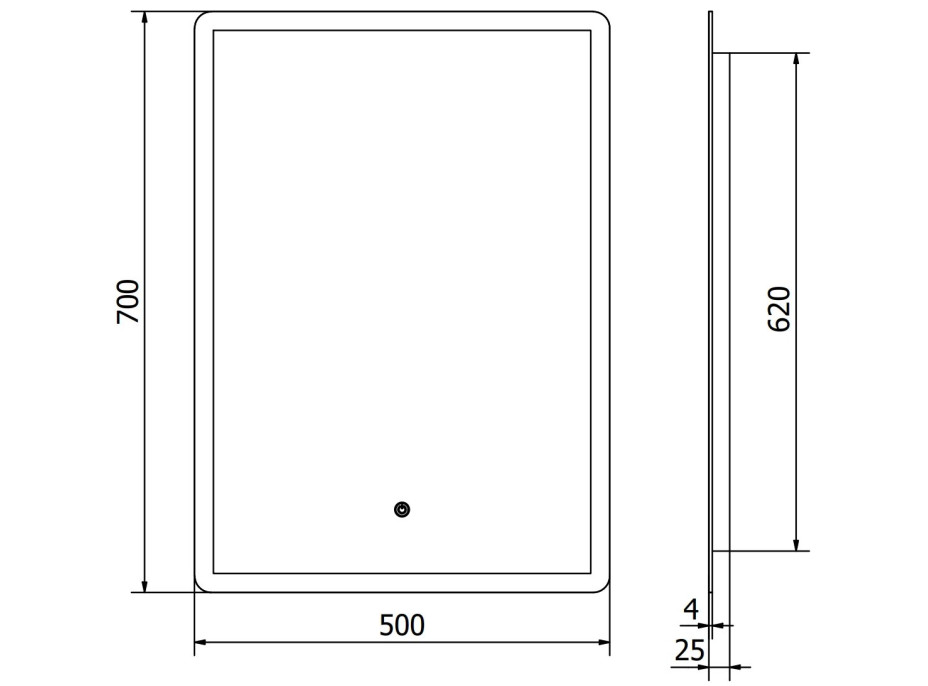 Obdĺžnikové zrkadlo MEXEN NAVIA 50x70 cm - s LED podsvietením a vyhrievaním, 9803-050-070-611-00