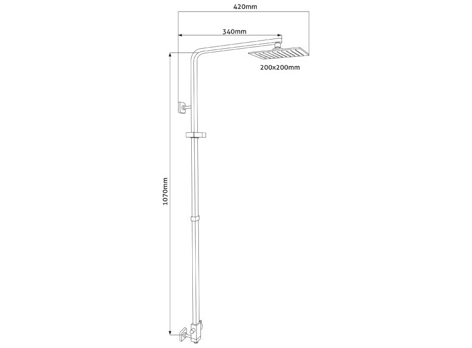 Sprchová súprava QUATRO - hranatá hlavica 20x20 cm - chrómová