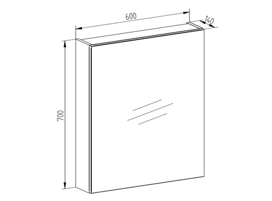 Kúpeľňová závesná skrinka so zrkadlom - 60 cm - biela - ľavá