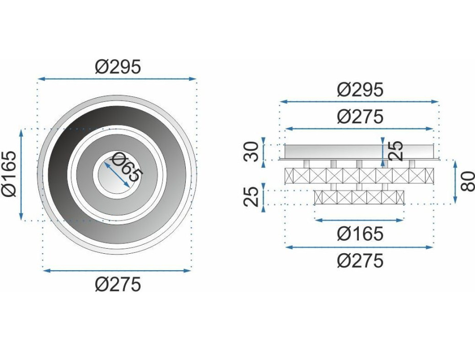 Stropné LED krištáľové svietidlo PLATON double circle - 20W - neutrálna biela