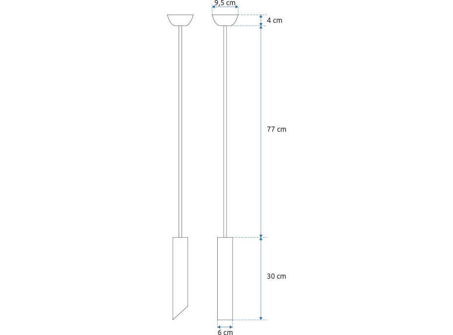 Stropné svietidlo SPIKE long 30 cm - čierne/zlaté