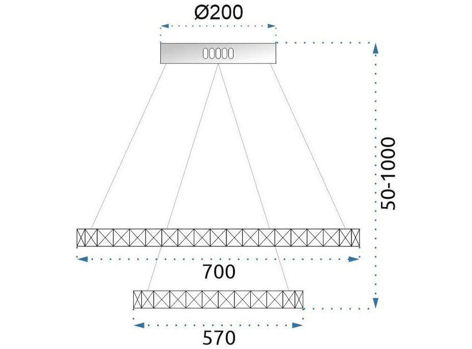 Stropné LED krištáľové svietidlo MATRIX - 114W - chrómové - s ovládačom