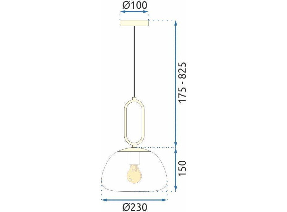 Stropné svietidlo ORING flat - kov/sklo - zlaté