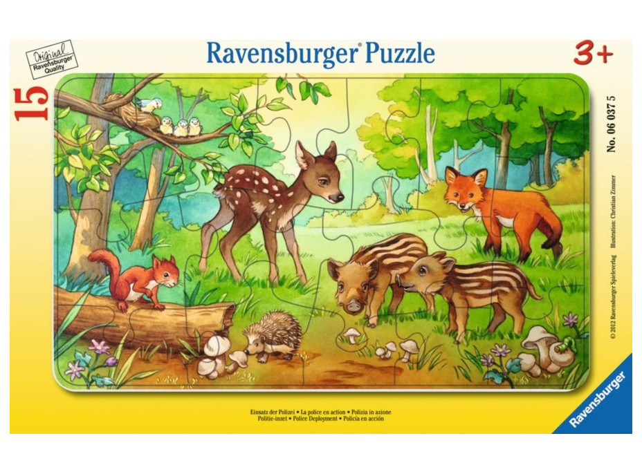 RAVENSBURGER Puzzle Lesné mláďatká 15 dielikov