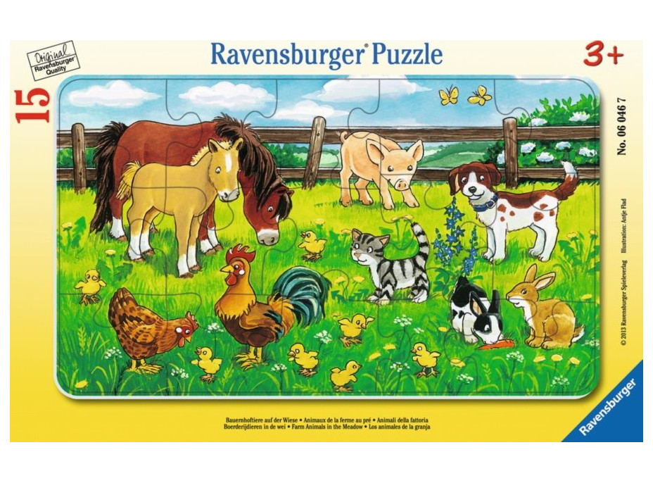 RAVENSBURGER Puzzle Zvieratká na lúke 15 dielikov