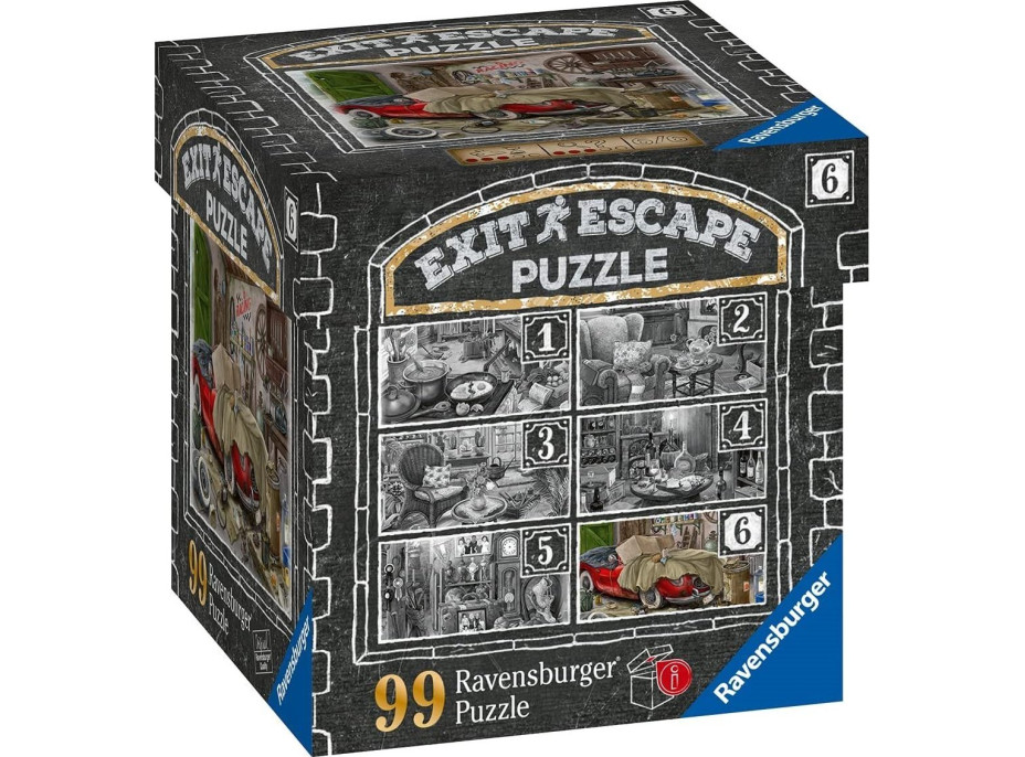 RAVENSBURGER Únikové EXIT puzzle Strašidelné sídlo 6: V garáži 99 dielikov