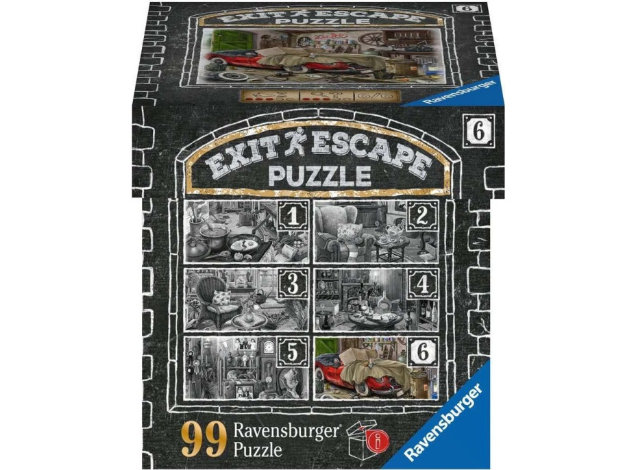 RAVENSBURGER Únikové EXIT puzzle Strašidelné sídlo 6: V garáži 99 dielikov