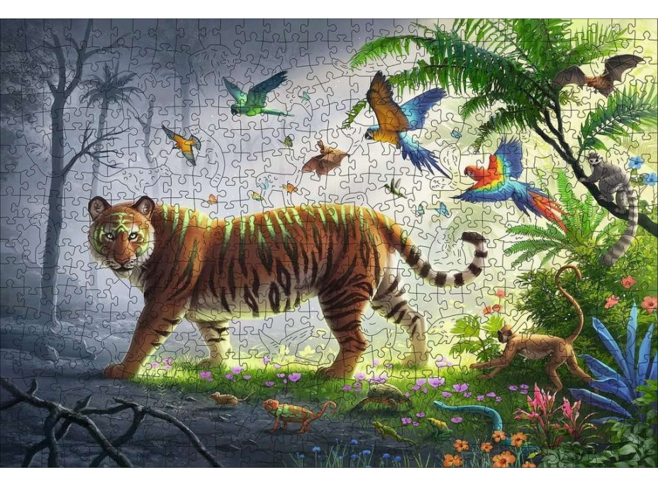 RAVENSBURGER Drevené puzzle Tiger v džungli 500 dielikov