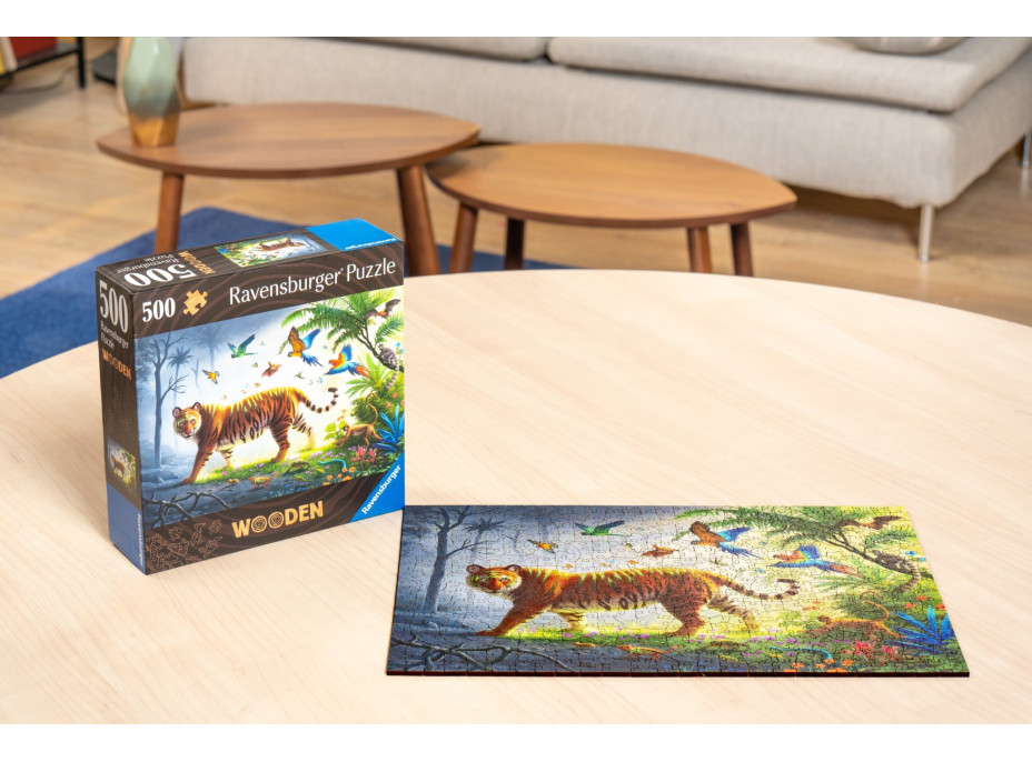 RAVENSBURGER Drevené puzzle Tiger v džungli 500 dielikov