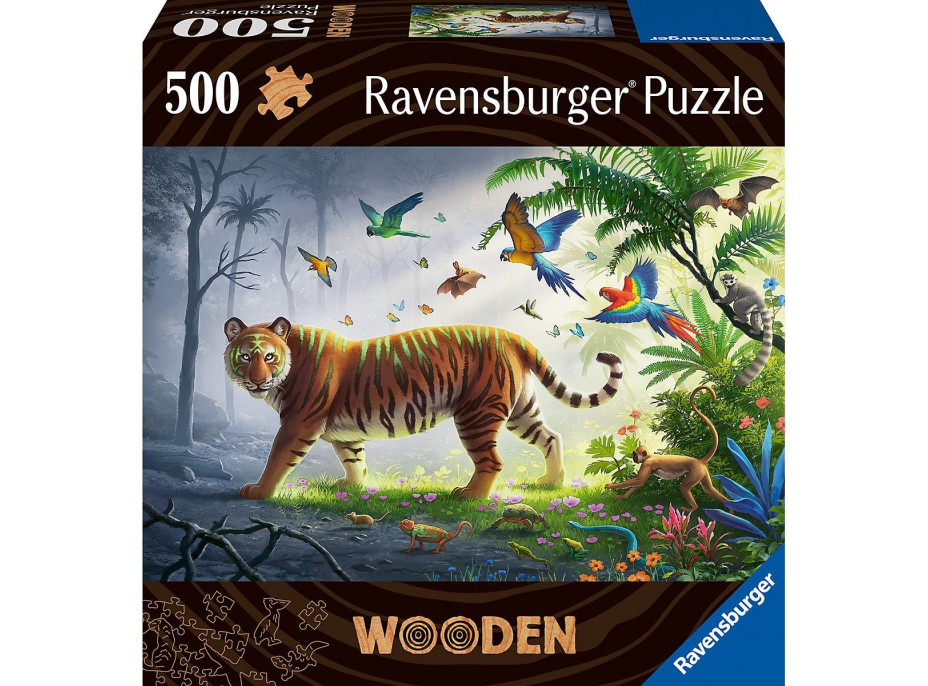 RAVENSBURGER Drevené puzzle Tiger v džungli 500 dielikov