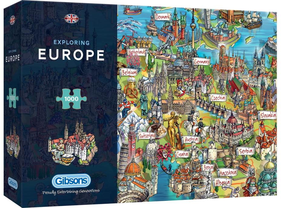 GIBSONS Puzzle Putovanie po Európe 1000 dielikov