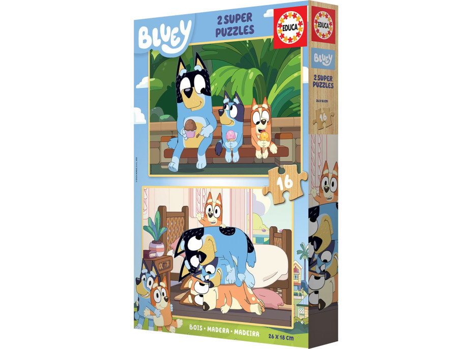 EDUCA Drevené puzzle Bluey 2x16 dielikov