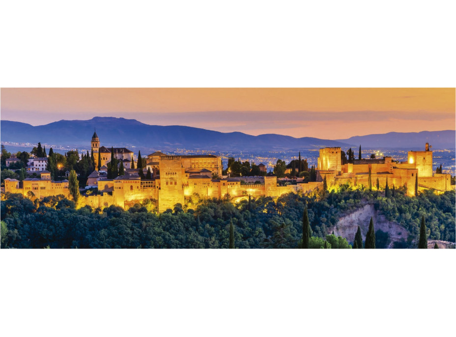 EDUCA Panoramatické puzzle Západ slnka v Španielsku: Alhambra, Granada 1000 dielikov