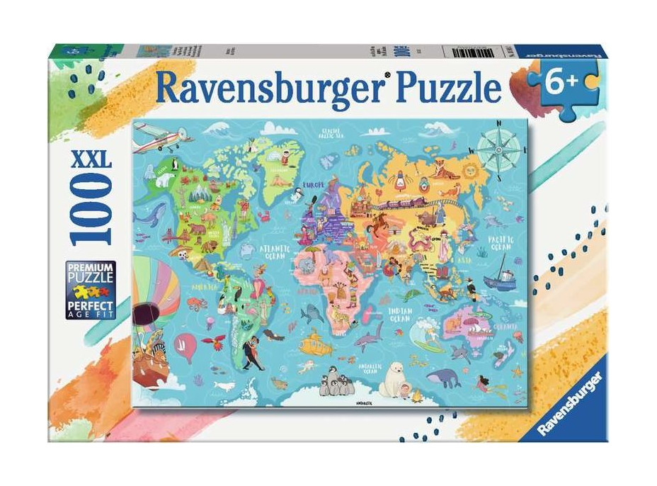 RAVENSBURGER Puzzle Mapa sveta XXL 100 dielikov