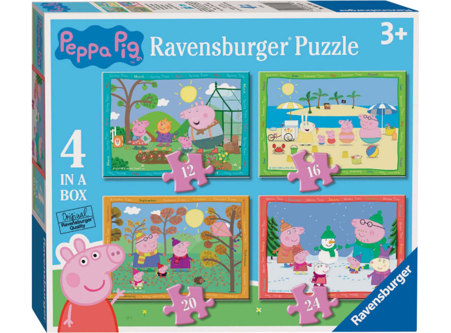 RAVENSBURGER Puzzle Prasiatko Pepina: Ročné obdobie 4v1 (12, 16, 20, 24 dielikov)