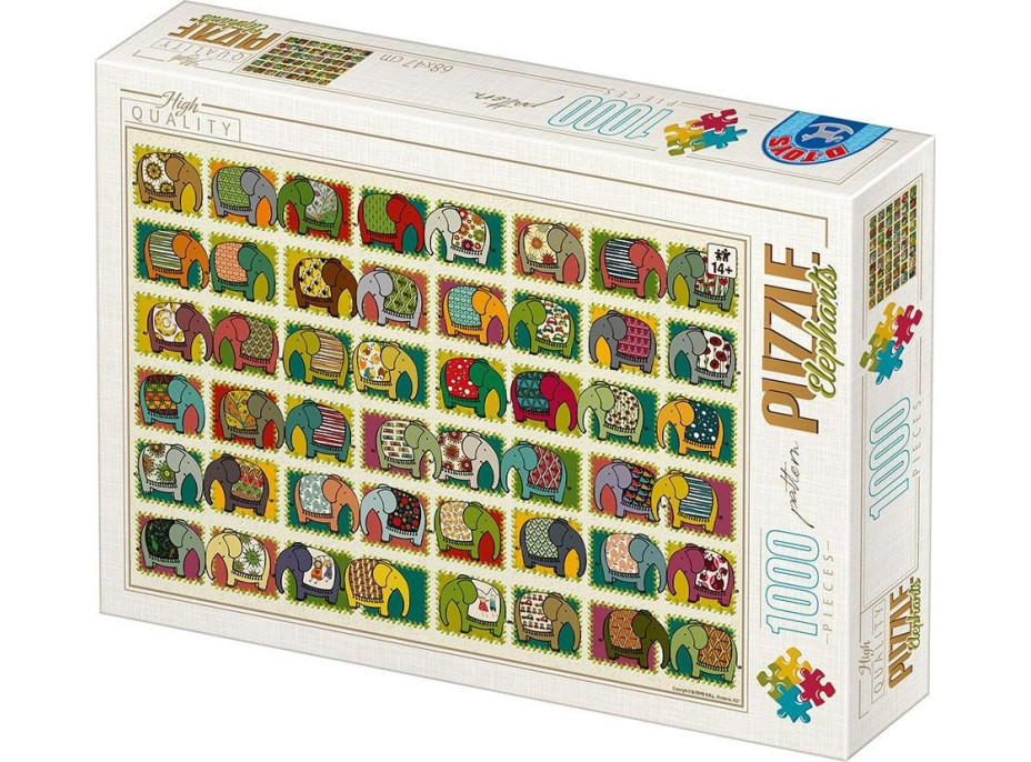 D-TOYS Puzzle Vzorkovník: Slony 1000 dielikov