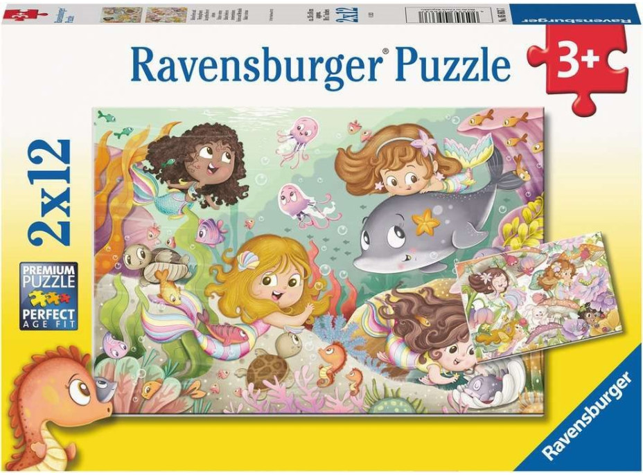 RAVENSBURGER Puzzle Víly a morské panny 2x12 dielikov