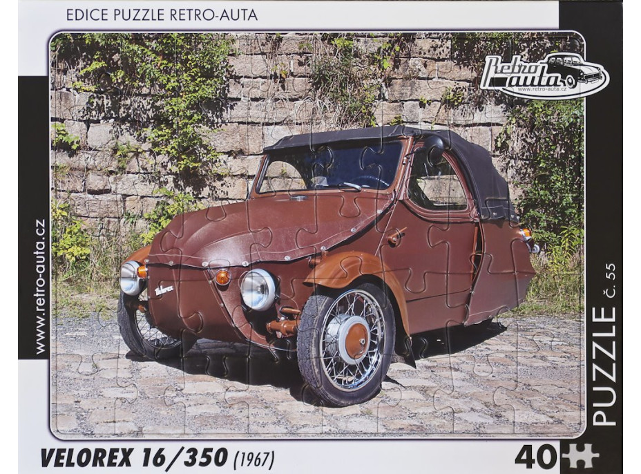 RETRO-AUTA Puzzle č.55 Velorex 16,350 (1967) 40 dielikov