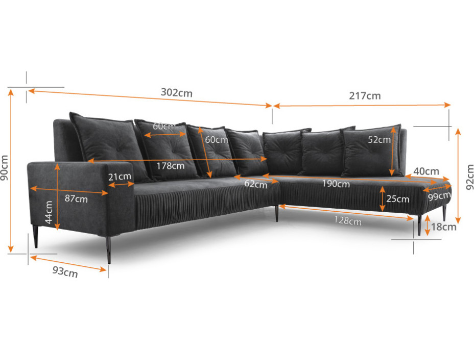 Rohová sedací souprava VOLOS (více variant)