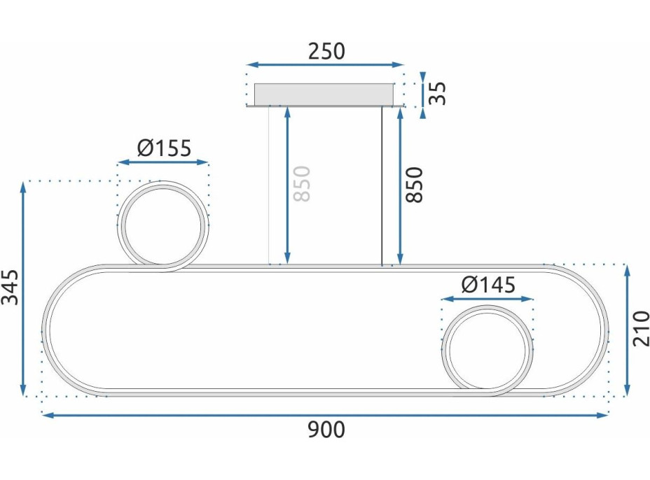 Stropné LED svietidlo ROLLERCOASTER - 60W - čierne - s ovládačom