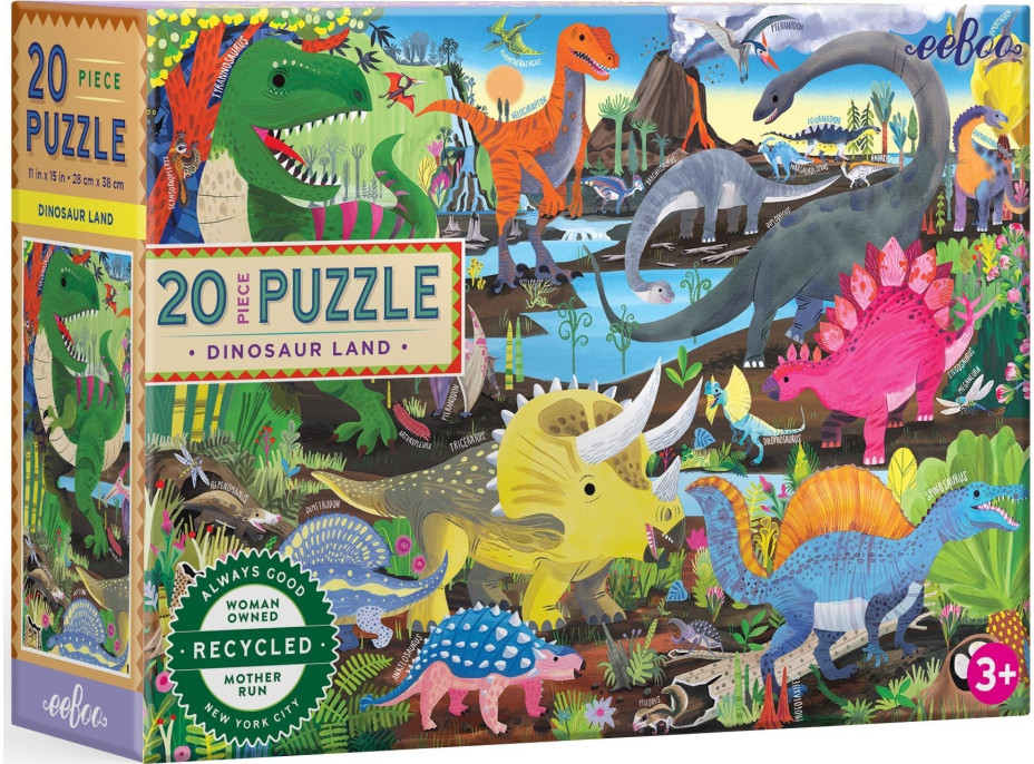 EEBOO Puzzle Dinosaurie krajiny 20 dielikov