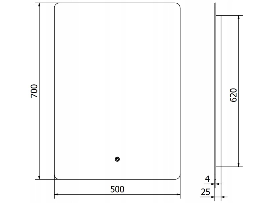 Obdĺžnikové zrkadlo MEXEN SUN 50x70 cm - s LED podsvietením a vyhrievaním, 9807-050-070-611-00