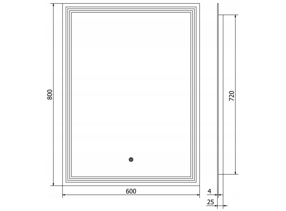 Obdĺžnikové zrkadlo MEXEN TACO 60x80 cm - s LED podsvietením a vyhrievaním, 9805-060-080-611-00