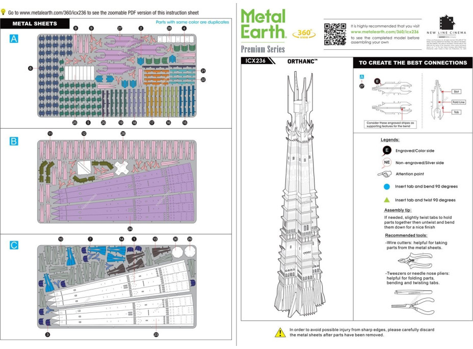 METAL EARTH 3D puzzle Pán prsteňov: Orthanc (ICONX)