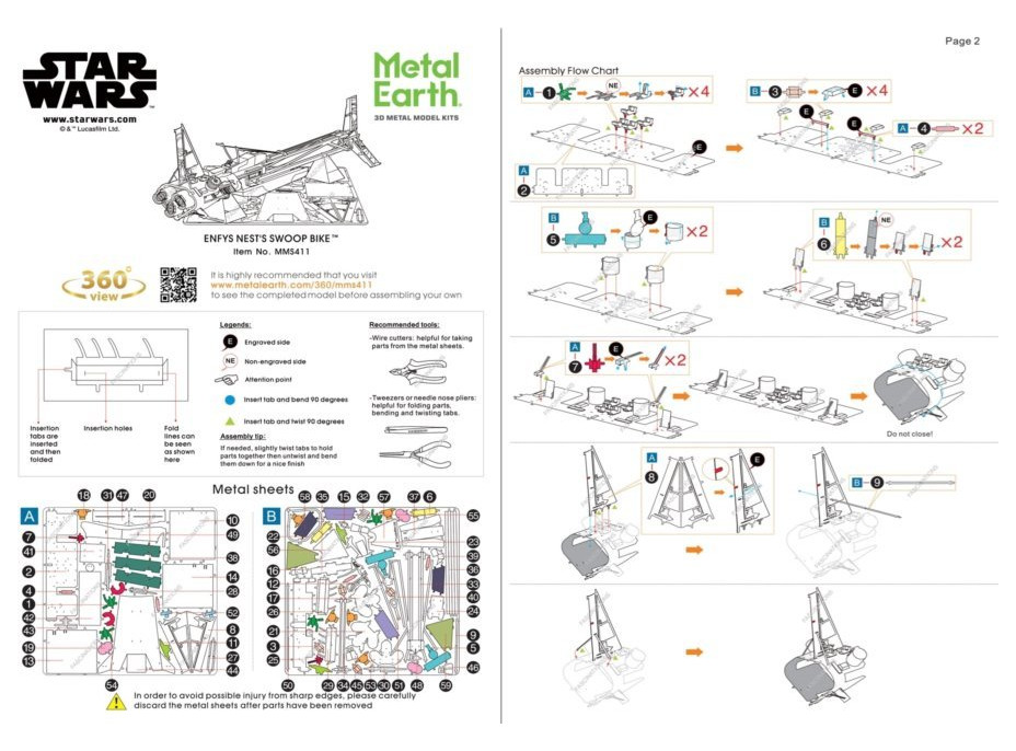 METAL EARTH 3D puzzle Star Wars: Enfys Nest&#39;s Swoop Bike