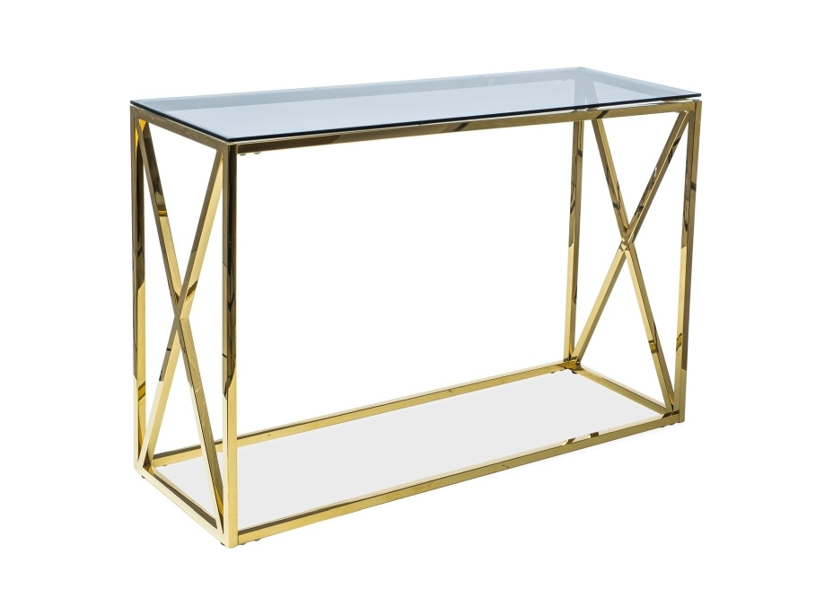 Konzolový stolík ELOY 100x30 - dymové sklo/zlatý