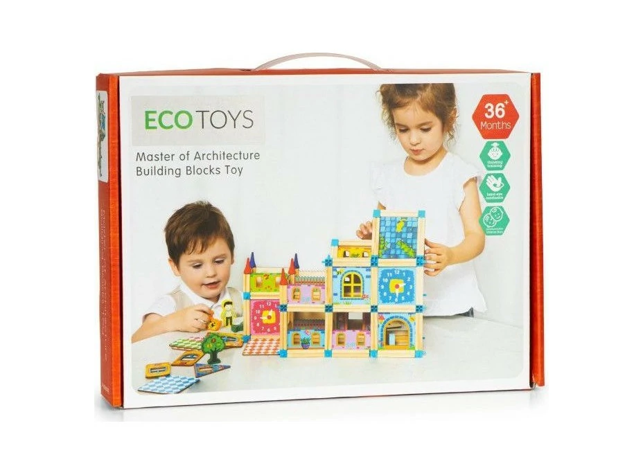 ECOTOYS Drevené kocky Domček