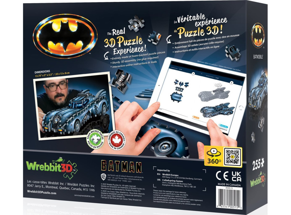 WREBBIT 3D puzzle Barman: Batmobil 255 dielikov