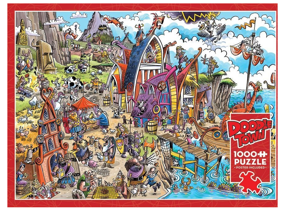 COBBLE HILL Puzzle DoodleTown: Dedina Vikingov 1000 dielikov