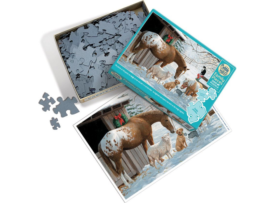 COBBLE HILL Rodinné puzzle V zime pred stodolou 350 dielikov