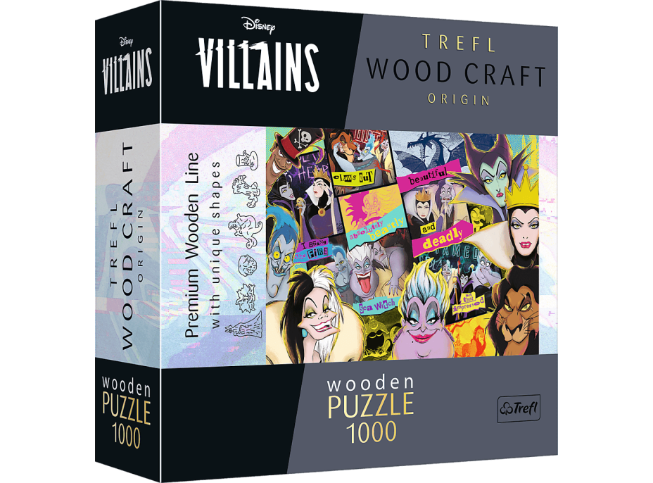 Trefl Wood Craft Origin puzzle Disney: Stretnutie záporákov 1000 dielikov