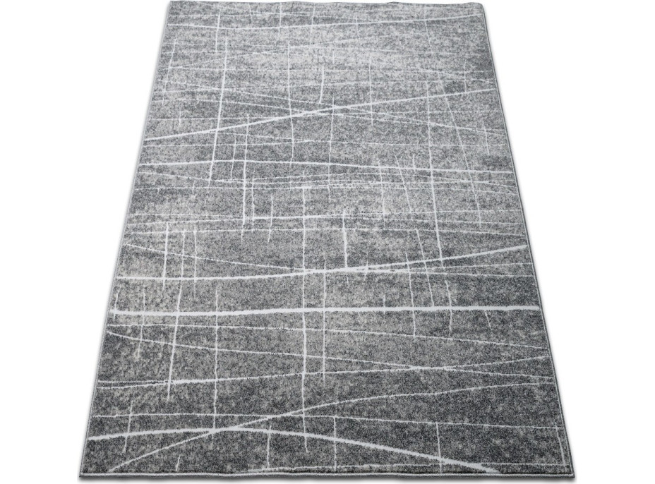 Kusový koberec MAGNE - biele linky - šedý