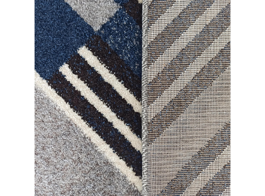 Kusový koberec WAVE geometria - šedý/modrý