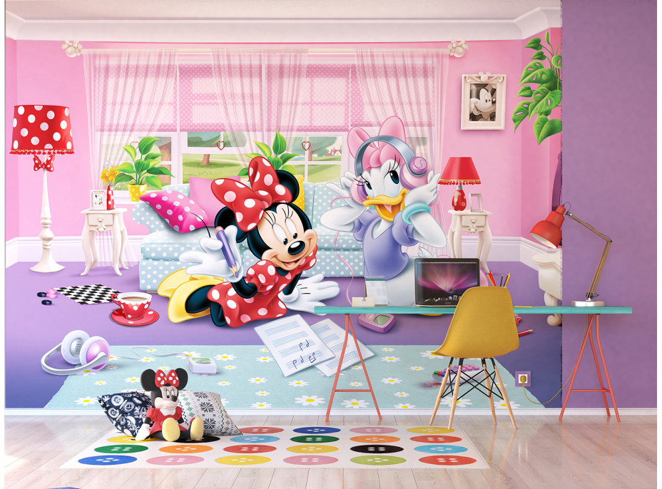 Detská fototapeta DISNEY - Minnie a Daisy počúvajú hudbu - 360x270 cm