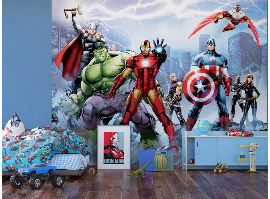 Detská fototapeta MARVEL - Avengers v boji proti nepriateľom - 360x270 cm