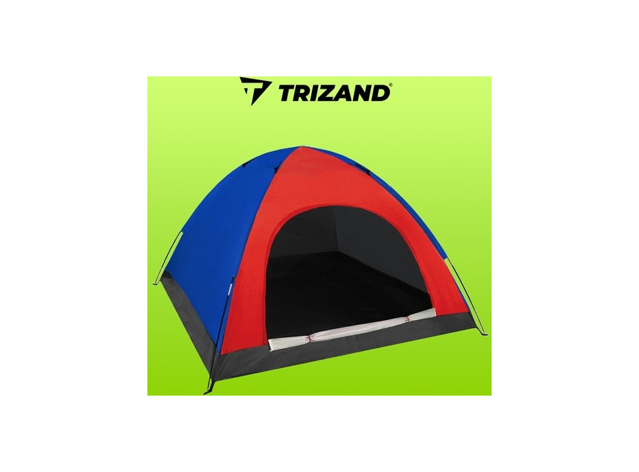 Turistický stan pre 4 osoby Trizand - červený/modrý