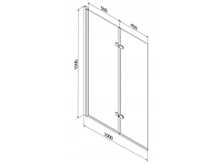 Vaňová zástena MEXEN CASTOR 100x150 cm - chrómová - číre sklo, 892-100-002-01-00