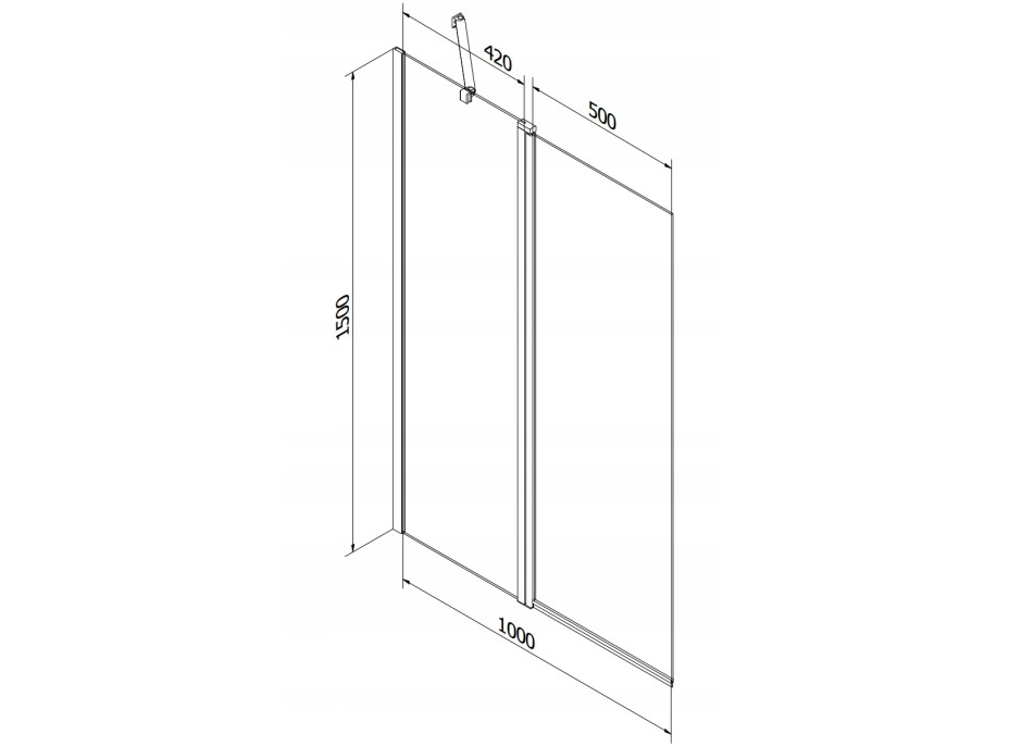 Vaňová zástena MEXEN FLIP 100x150 cm - chrómová - číre sklo, 894-100-101-01-00