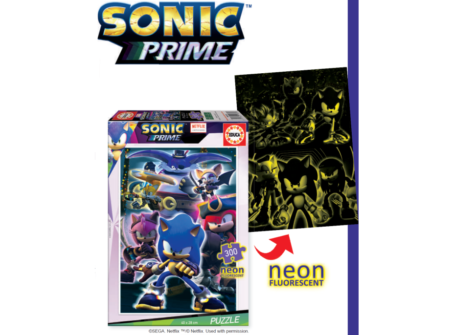 EDUCA Svietiace puzzle Sonic Prime 300 dielikov