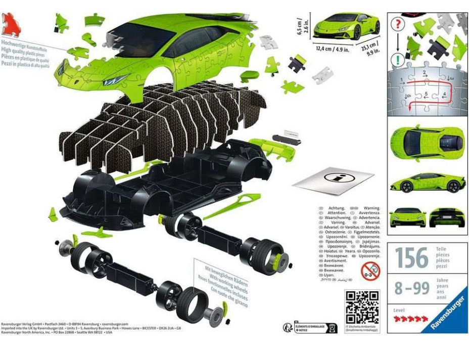 RAVENSBURGER 3D puzzle Lamborghini Huracán Evo zelené 156 dielikov