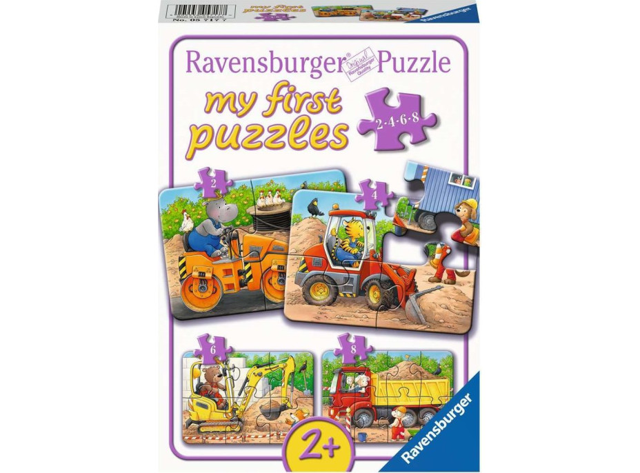 RAVENSBURGER Moje prvé puzzle Zvieratá na stavenisku 4v1 (2,4,6,8 dielikov)