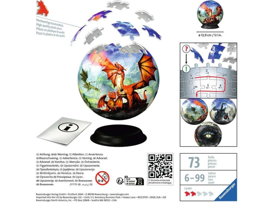 RAVENSBURGER Puzzleball Mystický drak 73 dielikov