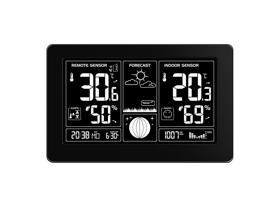 Meteostanica čierna - teplota, vlhkosť, tlak, RCC