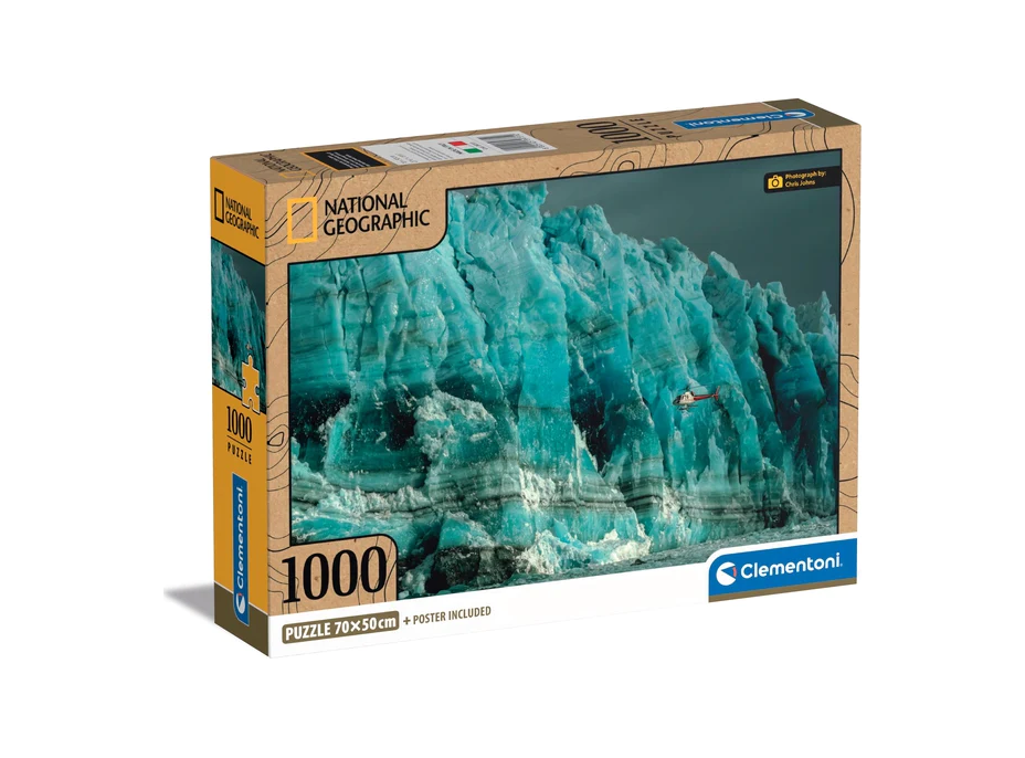 CLEMENTONI Puzzle National Geographic: Vrtuľník skúma stenu Hubbardovho ľadovca 1000 dielikov