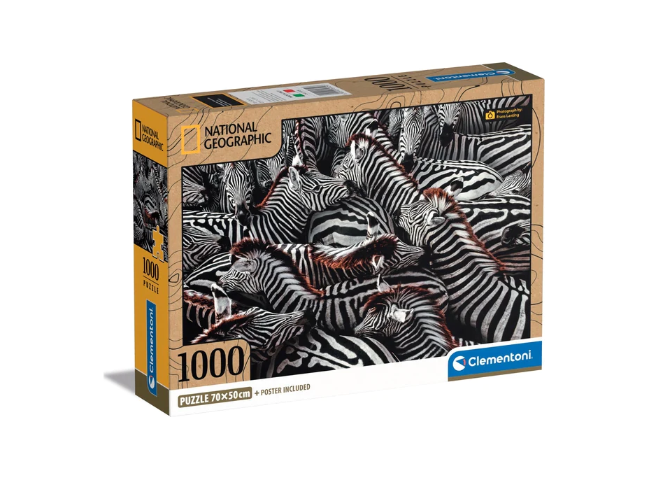 CLEMENTONI Puzzle National Geographic: Zebry v ohrade 1000 dielikov